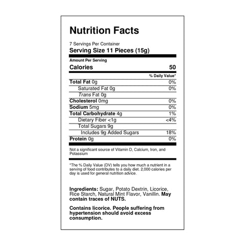 Amarelli Bianconeri Licorice Nutrition Facts