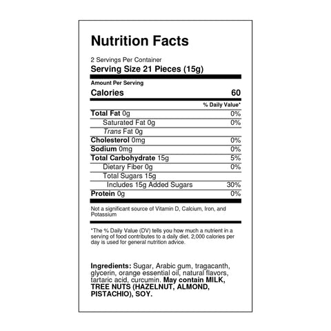 Pastiglie Leone Arancia Orange | Nutrition Facts