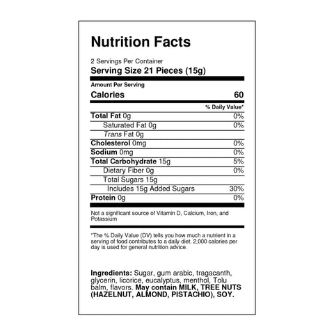 Pastiglie Leone Balsamica Nutrition Facts