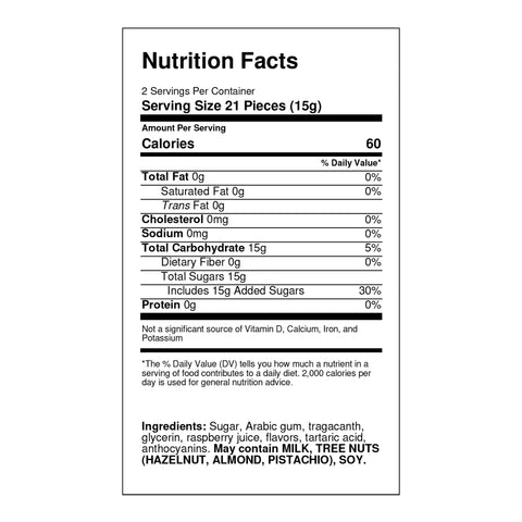 Pastiglie Leone Lampone Raspberry Nutrition Facts